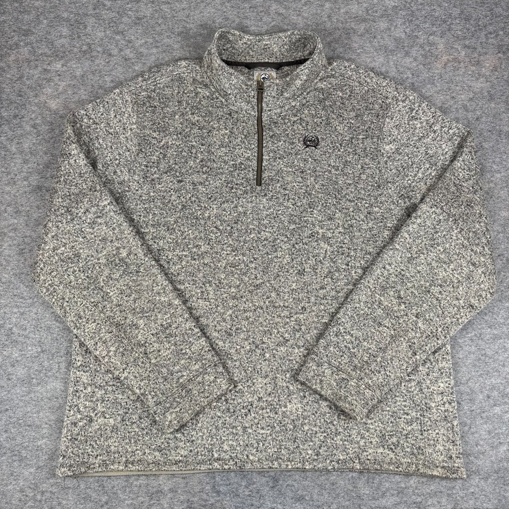 CINCH 1/4 Zip Mock Neck Fleece Sweater Pullover Khaki Mens XXL 2XL